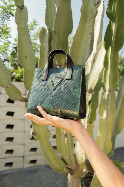 Mini V Tote Python Green - LINA BRAX