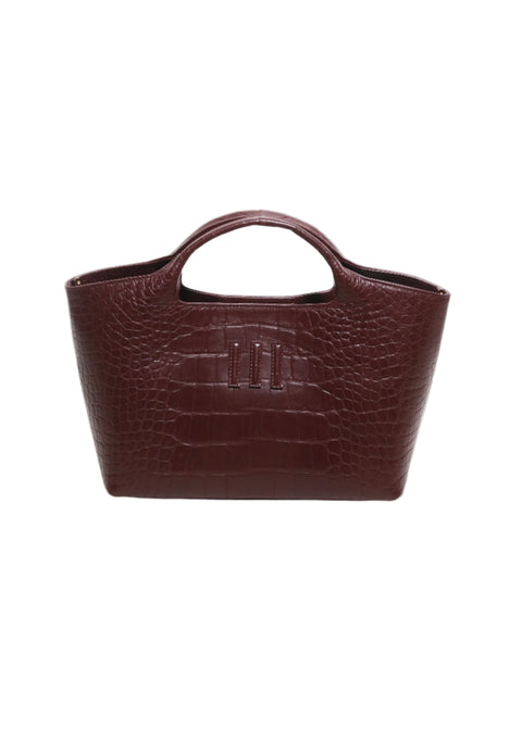 MEDIUM TOTE III BURGUNDY CROCO