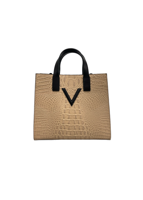 Medium V Tote Croco Beige
