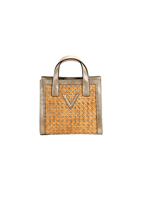 Mini V Tote Straw Gold