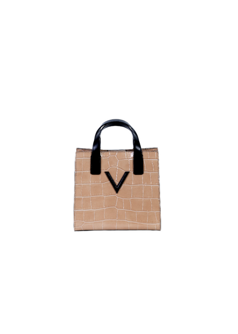 Mini V Tote Croco Beige