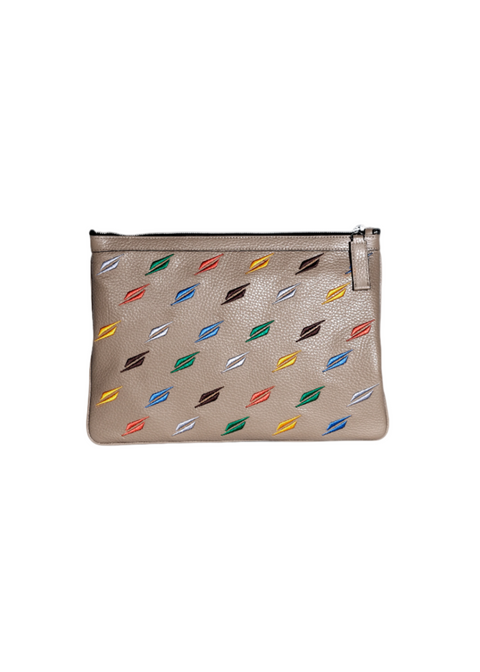 Zoe Pouch Embroidery in Taupe