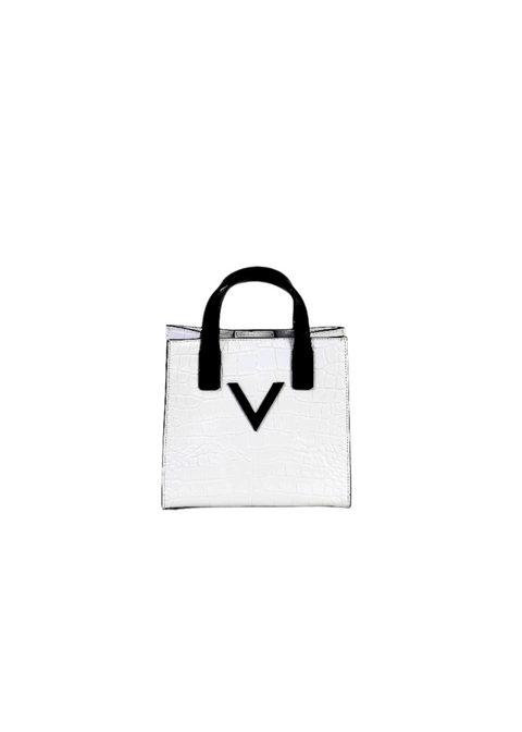 Mini V Tote Croco White