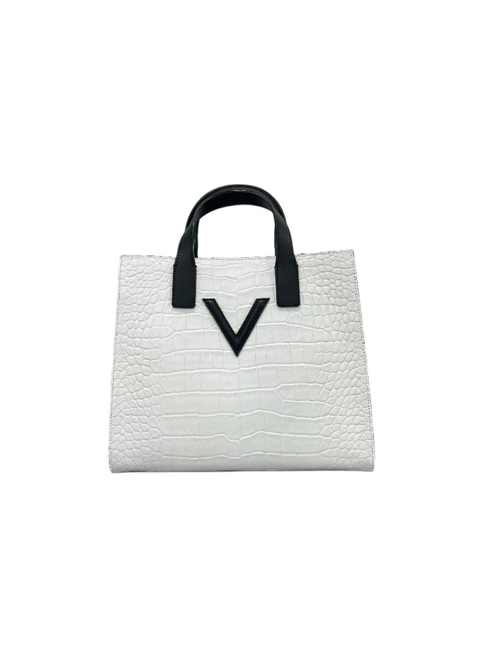 Medium V Tote Croco White
