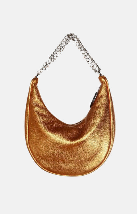 Le Mini V Metallic Shoulder Bag - LINA BRAX-Orange Shimmery