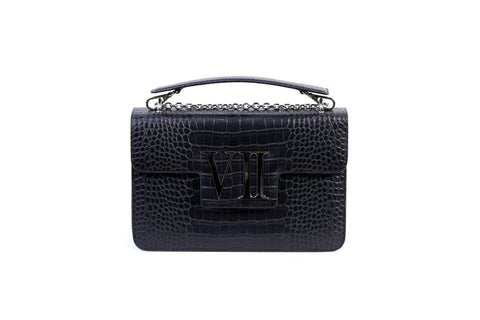 VII Croco Black Silver - LINA BRAX-Black