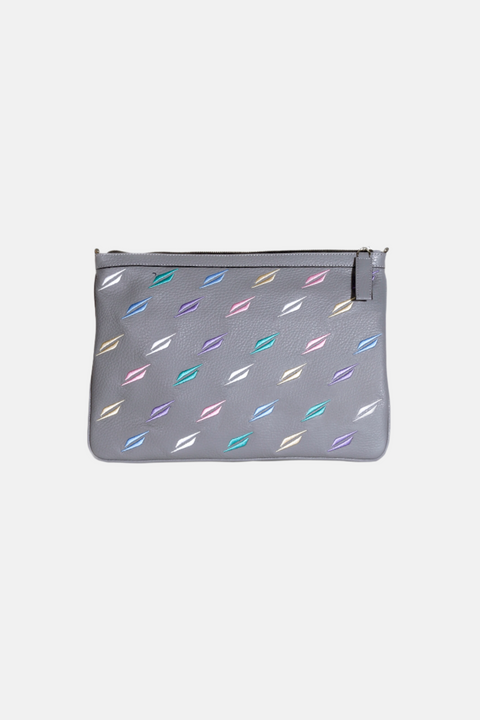 Zoe Pouch Embroidery in Grey