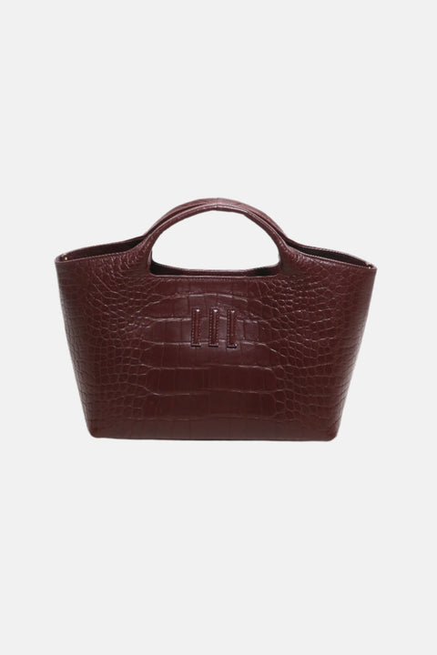 MEDIUM TOTE III BURGUNDY CROCO