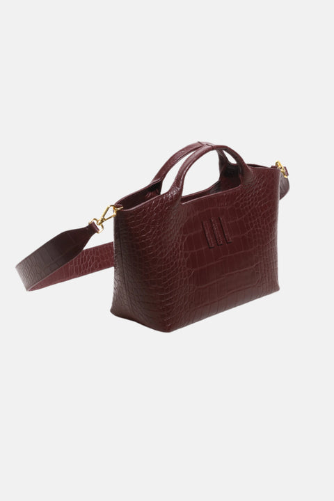 MEDIUM TOTE III BURGUNDY CROCO