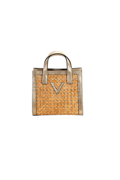 Mini V Tote Straw Gold